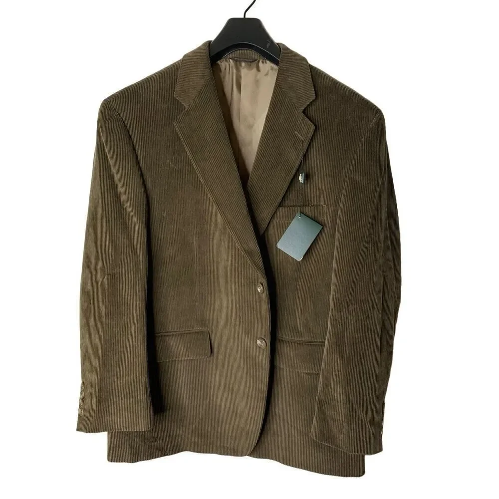 Lauren Ralph Laurel brown corduroy cord blazer suit jacket men's size 46R NEW